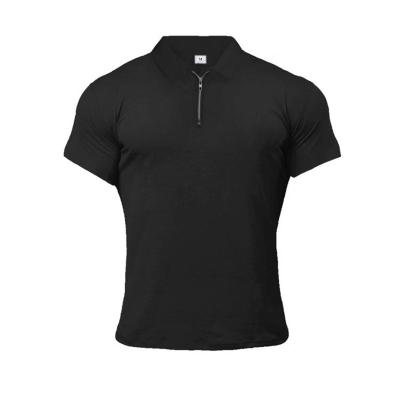 China European and American Fitness Men's European and American Lapel Shirt Sports Summer Polo Muscle Viable Short Sleeve Polo Shirts for sale