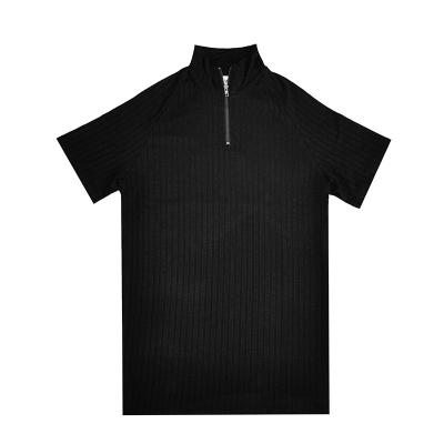 China Sustainable Sports Knit Men's Breathable Polo Shirts Men's Short Sleeve Fitness Shorts Sleeve Polo T-Shirt Zipper Stand Collar Summer Polo Shirts for sale