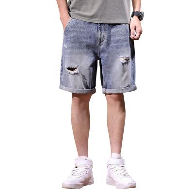 China Men's Loose Denim Jeans Men's Casual Shorts Summer Shorts Ripped Straight Five Point Men's Shorts Pants for sale