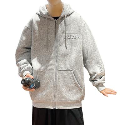 China Anti-pilling Loose And Soft Premium Quality Embossed Hoodie, Autumn Wholesale Full Zip Hoodies for sale