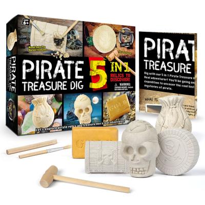 China Children's Learing Toys Amazon Gold Dig Kit Treasure Dig Kit Toy for Discovering Excavate Kid Pirate Excavation Kit for sale