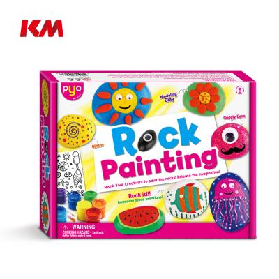 China Education Toy Customize Logo Color Non-toxic Stone Creativity Drawing Toy Rock Painting Kit Education Painting Toys For Children for sale