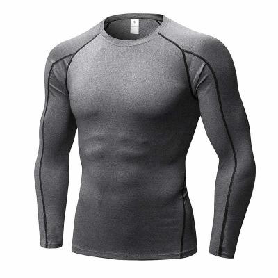 China Anti-UV Bodybuilding Training Gym Clothes Men Long Sleeve Compression Shirt for sale