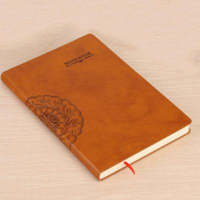 China A5 Size Eco - Friendly Paper Custom Brown Leather Cover Notebook With Debossed Logo for sale