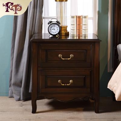 China Modern American Style Bed Side Table Bedroom Furniture Luxury Solid Wood Nightstand With 2 Drawers Modern Design Wooden Cabinet for sale