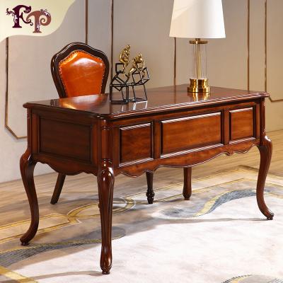 China modern american style office luxury furniture villa study room furniture solid wood wooden desk for sale