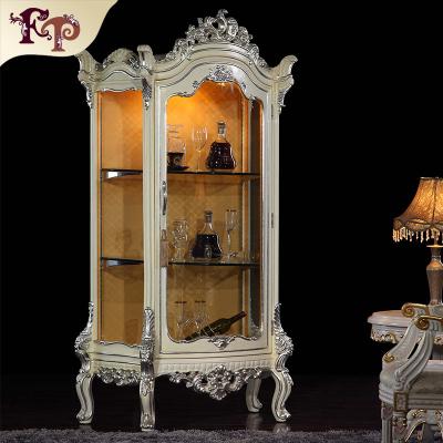 China Other French Provincial Living Room Furniture Hand Carving Gilding Leaf Wine Cabinet for sale