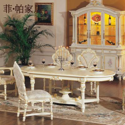 China Solid Wood Italian French Antique Furniture - Solid Wood Gilding Leaf Dining Room Furniture for sale