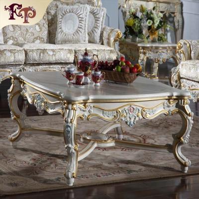 China Europe style classic royal furniture solid wood and living room furniture square solid wood coffee table for sale