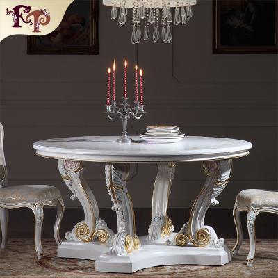 China Solid Wood All Baroque Silver Aluminum Hand Carved Royal Classic Style Dining Table for sale