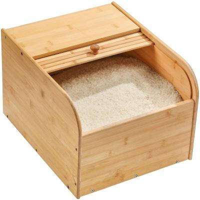 China 25Kg Simple Stored Nordic Sealed Wooden Rice Bin Rice Storage Container for sale