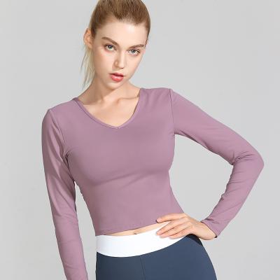 China Breathable High Quality Seamless Crop Gym Clothes Yoga Long Sleeve Bra for sale