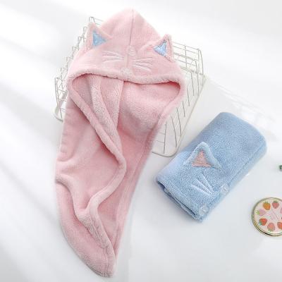 China New Cartoon Magic Instant QUICK DRY Women's Turban Hair Towel Dry Wrap With Button for sale