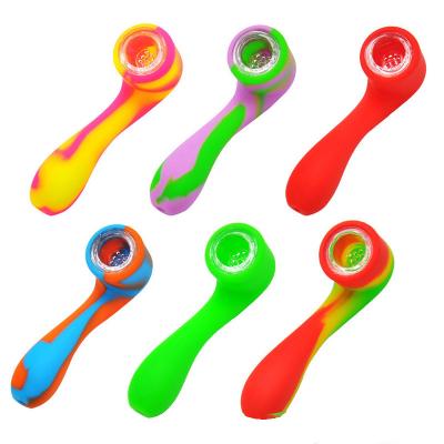 China Smoking hand Mini Spoon Pipe Water Pipe factory direct sales reusable high quality multicolor silicone for sale