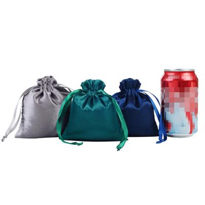 China Simple Design Viable Pure Color Custom Printed Luxury Silk Cloth Satin Storage Drawstring Bag for sale