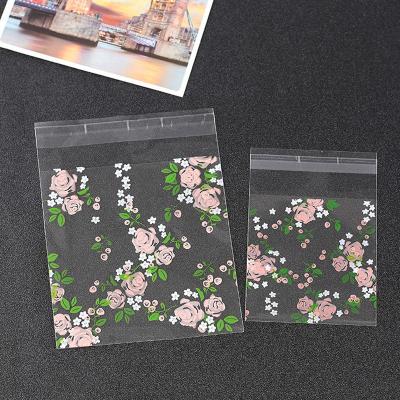 China Disposable promotional sale regenerating flower printing transparent self-adhesive packaging reusable plastic luxury food gift bag for sale