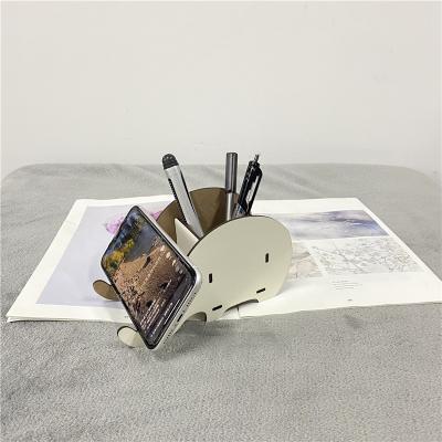 China Oriented Transfer Mobile Phone Holder Pen Pencil Container Sublimation Heat Adjustable Desktop Elephant Phone Holder For DIY Printing for sale