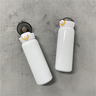 China Stocked DIY Blanks Sublimation Coated Leak Proof White Flip Top Lid Leak Proof Water Tumbler Drink Bottle 14oz 420ml Thermal Tumbler for sale