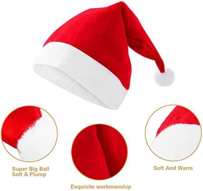 China Christmas Red and White Santa Hats Wholesale Craft Santa Hat DIY Cloth Christmas Stocked Printing Santa Claus Hat For DIY for sale