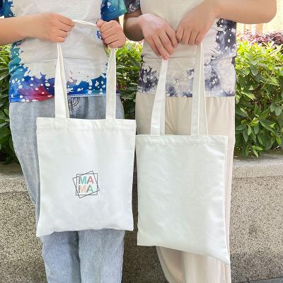 China Sublimation Heat Press Printing White Sublimation Canvas Custom Tote Bags Easy To DIY Canvas Shopping Bag Women Empty Canvas Shoulder Bag for sale