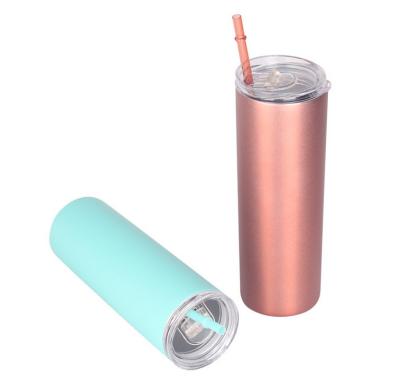 China 20oz Sustainable Advanced Quality Stainless Steel Lean Tumbler Coffee Mug With Leak Proof Lid And Straw To Keep Beverage Cold for sale