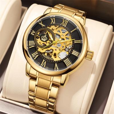 China Mens Mechanical Wrist Classic DIVER Watches Leather Steel Band Strap Roman Numerals Hollow Out Automatic Watch for sale