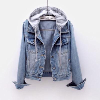 China Wholesale New Style Long Denim Jackets Women Denim Jackets Oversized Windproof Lattice Jacket With Hoodies for sale