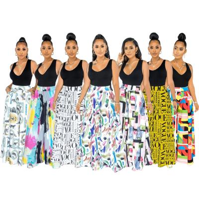 China 2021 Summer QUICK DRY printed casual wide leg plus size women's pants with 3D pockets for female for sale