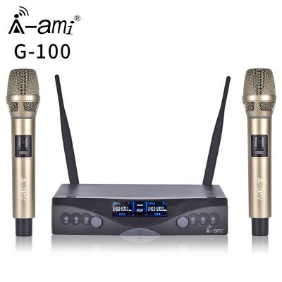 China New Design Professional Headset Microphone Wireless Microphone Karaoke Microphone UHF 2 Channel for sale