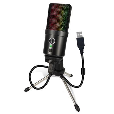 China Desktop RGB Wired Studio Gaming Microphone USB Power Podcasting Recording Desktop Condenser Mic USB Microphone for sale