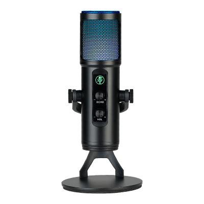 China Professional Microphone 2022 New USB Podcast Streaming Broadcast Recording Mic Desktop USB Game RGB Condenser Microphone Price for sale