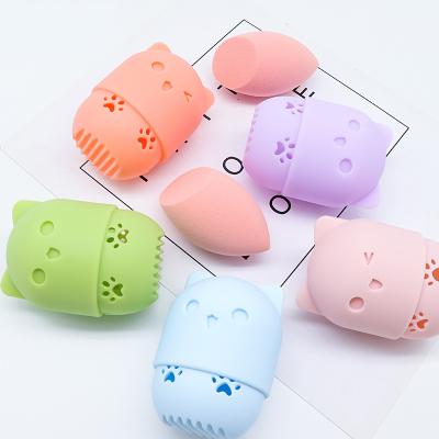 China Fascinating Cute Travel 1-25-29 Non-Toxic Silicone Cat Drop Beauty Sponge Blender Case for sale