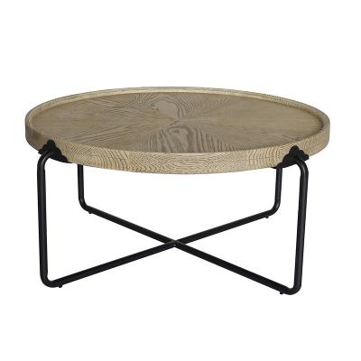 China Contemporary Mid Century French Vintage Style Comtemperoray Geometry Black Brown Concrete Look Hemispherical Coffee Table for sale