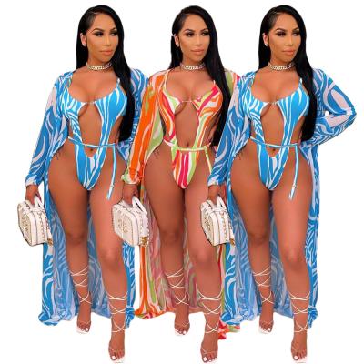 China 2022 New Arrival Breathable Women's Sexy RBX Bikini Shirt Summer Beach 2 Piece Swimsuit Printed Cape Swimsuit 2 Piece Sets for sale