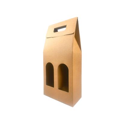 China Recycled Materials Customized Exquisite Single Roof Box Double Red Wine Paper Packaging Red Wine Roof Box for sale