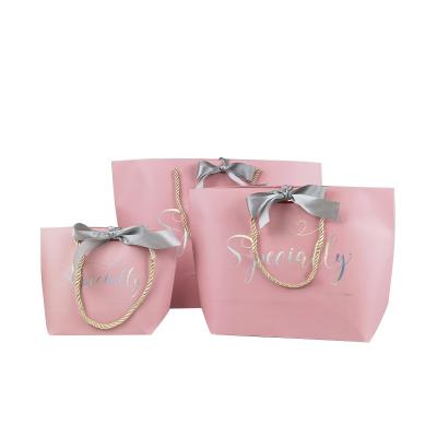 China High Quality Recycled Materials Factory Mass Produces Pink Design Processing With Logo Printing Gift Shopping Bags for sale