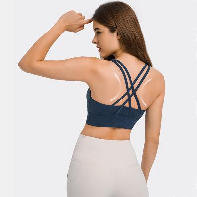 China New Arrival Breathable Sports Bra High Printing Yoga Cross Tie Back Creative Printing Sports Bra for sale