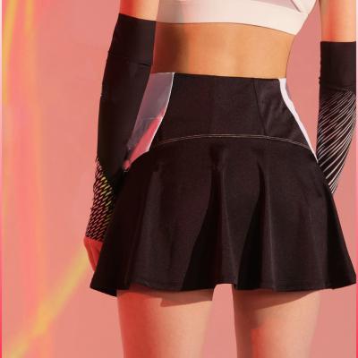 China BORDE Namay Logo Fashionable Custom Yoga Pleated Tennis Skirt Nylon Fitness Patchwork Gym With Side Pocket for sale