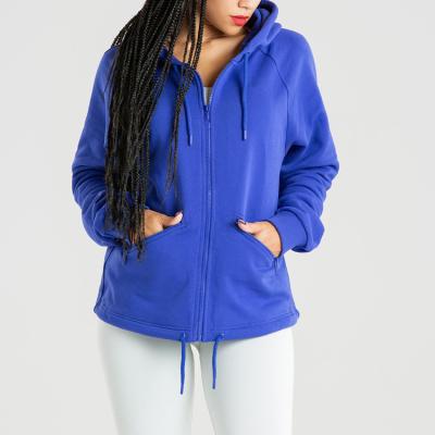 China Breathable Custom Design Embroidery Heavy Blank Cotton Sweatsuit Essential Full Zip Up Hoodies For Women for sale