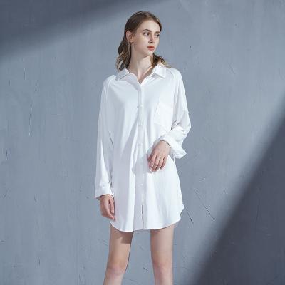 China QUICK DRY Women's Summer Nightgown Women's Summer Shirt Collar Cardigan Blouse Loose Plus Size Pajamas for sale