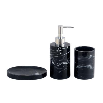 China Viable Wholesale Resin Black Marble 3pcs Bathroom Accessories Sets for sale