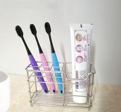 China Sustainable Small Bathroom Toothbrush Holder Black Stainless Steel Bathroom Accessories Storage Rack Suitable For Small Spaces for sale