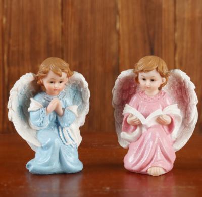 China Europe Easter Gift Resin Decoration Reading Book Angel Prayer Sets Retro Small Cute European Angel Desktop Angel for sale