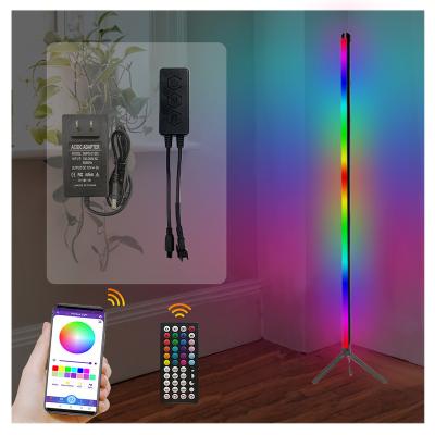 China Easy Upgrade 12V Design App Remote Sounds RGB Color Controlled Corner Stand Light Tripod Floor Lamp For Game Room for sale