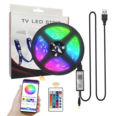 China Easy Installation 5 Meters Smart RGB Led Strip Kit App Remote Control Tv Light Backlight For Computer Sync With Music for sale