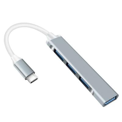 China Aluminum Alloy 2023 Factory Wholesale 4 in 1 USB 3.0 Hub Adapter For Laptop USB C Hub For PC Laptop Type C 4 Port Portable Adapter 3.0 Usb Hub for sale