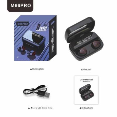 China M66 Pro Auriculares Earbuds 800mah Viable Wireless Earbud LED Stereo Bass Digital Display Earbuds With Power Bank for sale