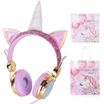 China Kids Unicorn Headphone Surround Gaming Headphones Cute Earphone OEM Brand Wired Gaming Headset With MIC For Kid Gift for sale