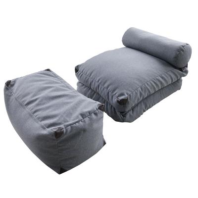 China Customized Convertible Bean Bag Chairs With Foot Rest Cushion Bean Bag Set Sofa With Indoor Waterproof Cover for sale