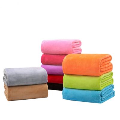 China PORTABLE High Quality Solid Coral Blanket Travel Fleece Soft Warm Coral Blanket for sale